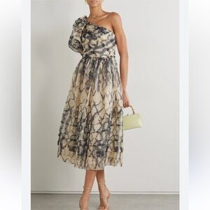 ULLA Johnson one-shoulder fossil print dress